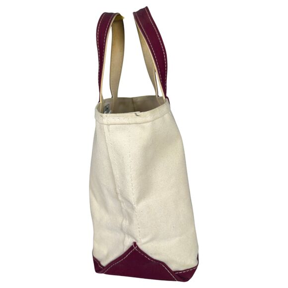 L.L. Bean Boat and Tote Vintage 90s Cream Burgundy Canvas Tote Bag - READ - Picture 2 of 9